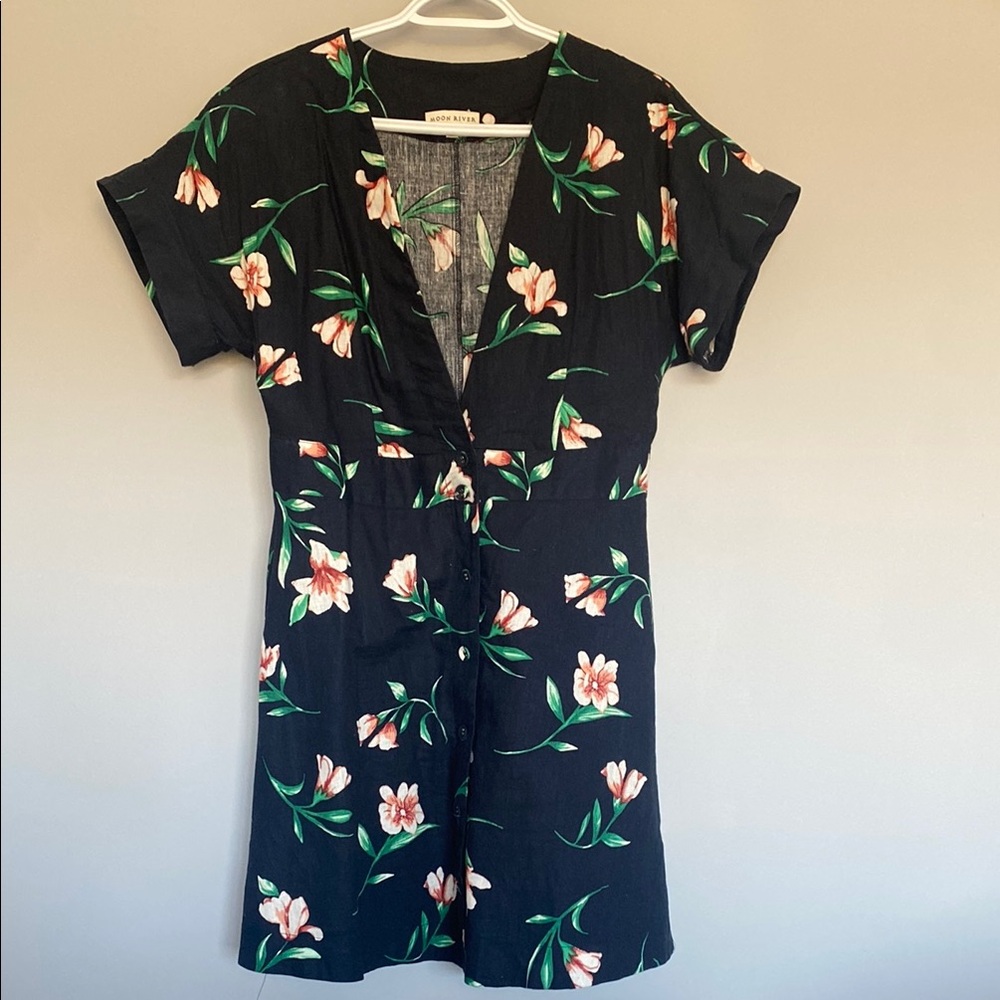 Urban Outfitters Floral Dark Blue Dress